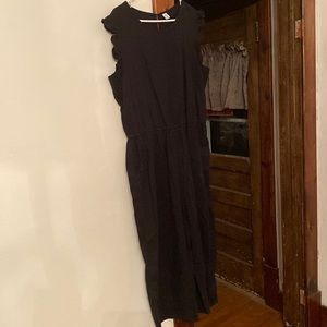 Linen cropped leg jumpsuit